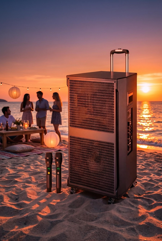 12-Inch Portable Outdoor Karaoke Speaker with Wireless Mic