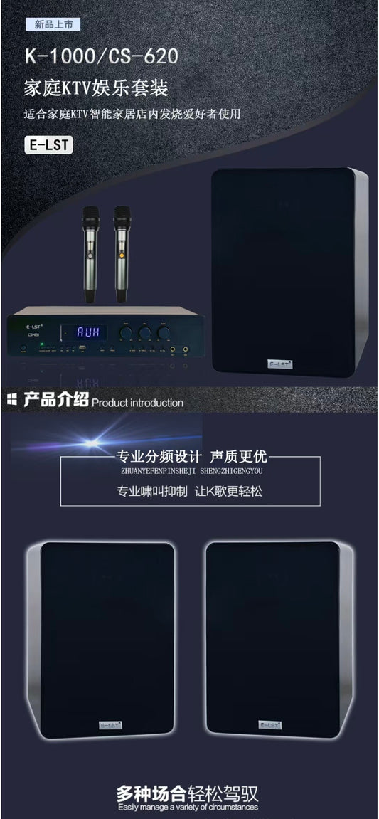 E-LST K-1000/CS-620 Home KTV Speaker Set with Wireless Mic